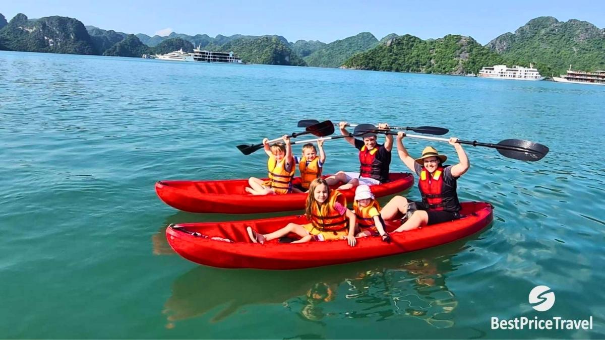 Family Kayaking In Halong Bay