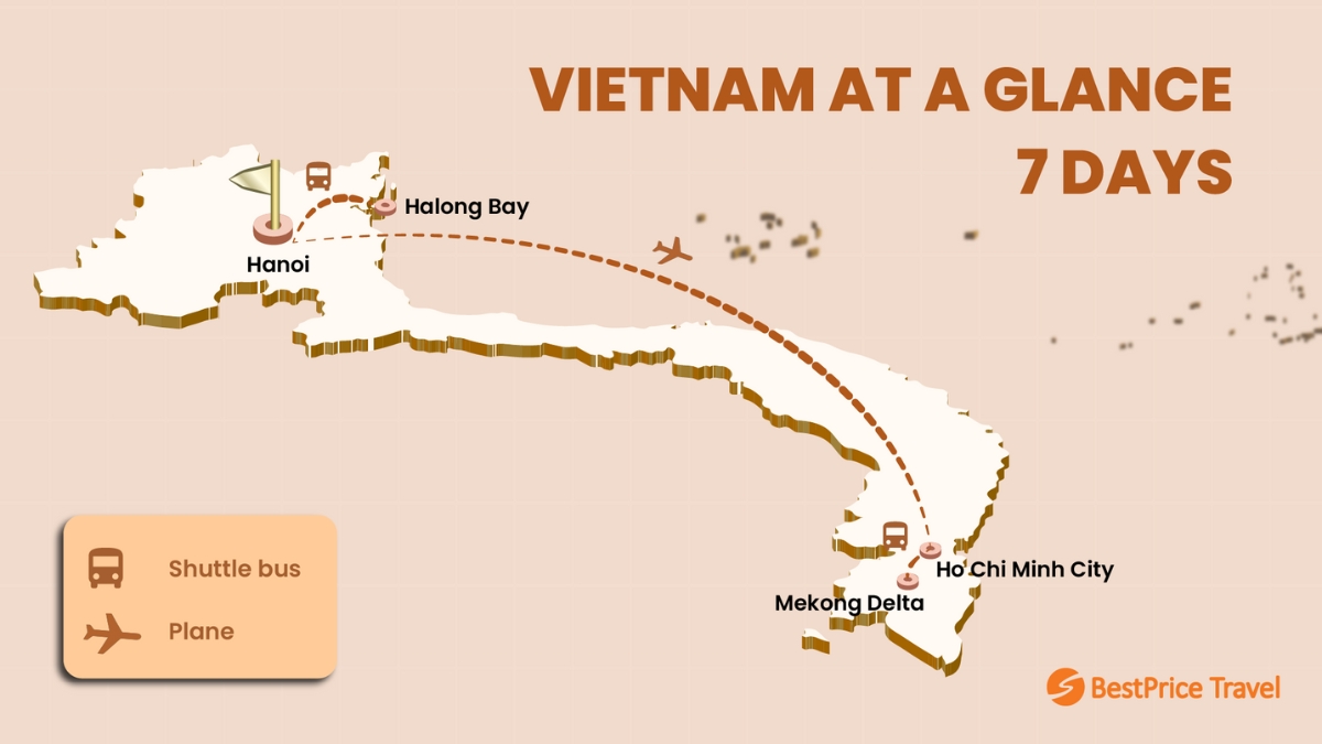 Vietnam At A Glance 7 Days Tour Map