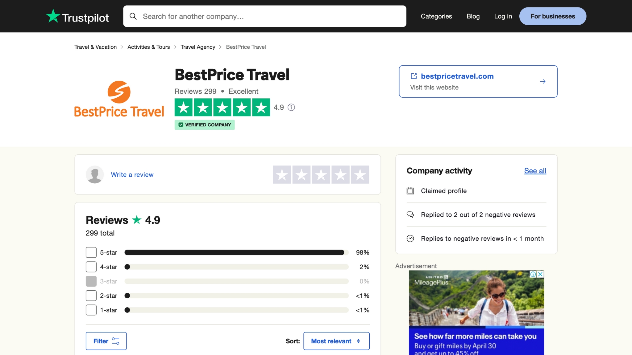 BestPrice Travel on Trustpilot