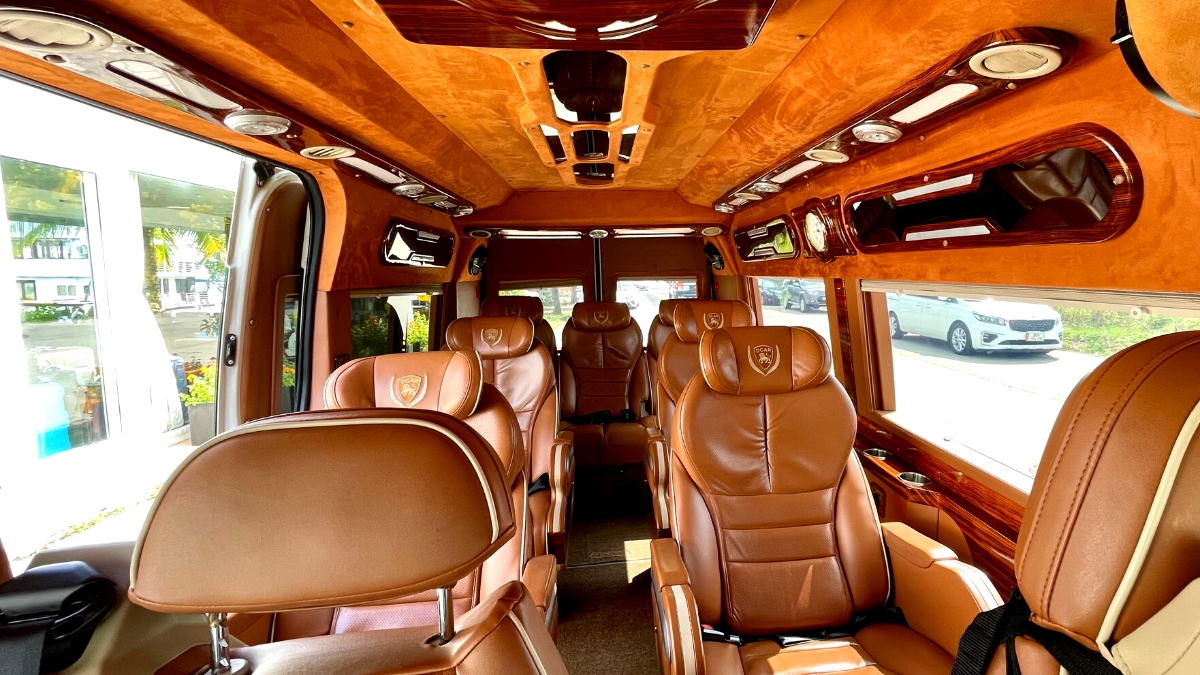 Inside Luxury Limousine 9 seaters bus