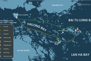 Bai Tu Long Bay 2D1N in Legend Halong Private Cruise Map