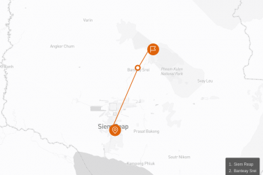 Banteay Srey - Kbal Spean Half day Route Map