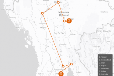 Beauty Of Burma 11 days Route Map