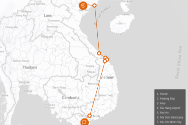 Classic Vietnam Historical Sites 14 days Route Map
