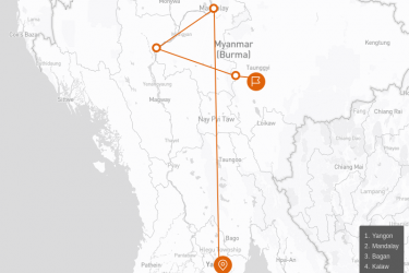 Deep Insight Myanmar 11 days Route Map
