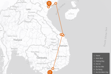 Epic Vietnam from North to South in Group 10 days Route Map