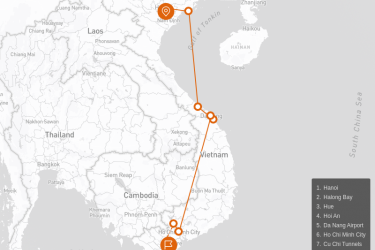 From North to South Vietnam Family Holidays 11 days Route Map