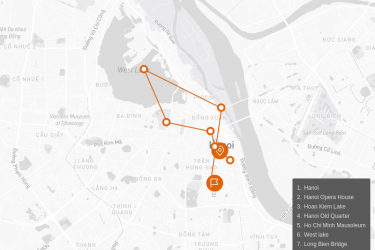 Hanoi Food Tour by Motorbike at Night Route Map
