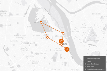 Hanoi Insight Vespa Tours Route Map