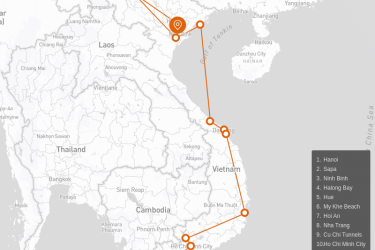 Luxurious Beauty of Vietnam 18 days Route Map