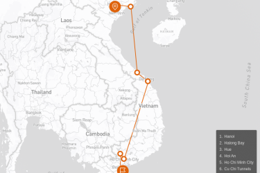 Luxury Gourmet Private Explorer Vietnam 13 days Route Map