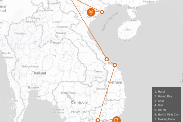 Majestic Vietnam with Beach Relaxation 17 days Route Map