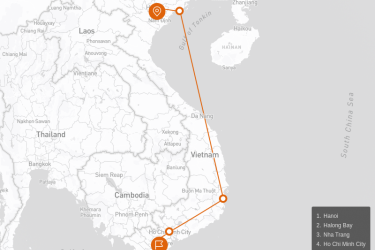 North & South Vietnam Exploration Group Tour 7 days Route Map