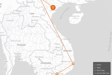 Vietnam Biking, Trekking & Snorkeling 12 days Route Map