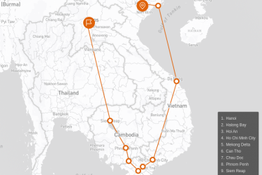 Vietnam, Cambodia & Laos Odyssey 20 days Route Map