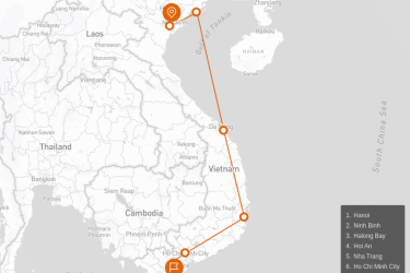 Vietnam Family Holiday with Beach Vacation 15 days Route Map