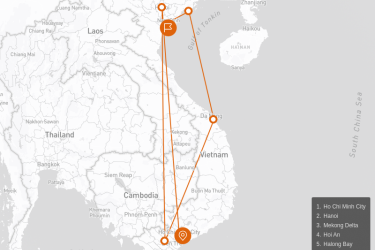 Vietnam Local Motorbike Adventure 9 days Route Map