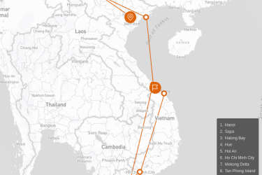 Vietnam on Wheels: Bike from North to South 16 days Route Map