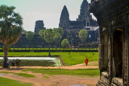 Angkor Wat Front With Buddhist Monk 2