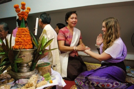 Recieving blessing at Baci Ceremony