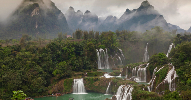 One Of A Kind Scenery Of The Breathtaking Ban Gioc Waterfall
