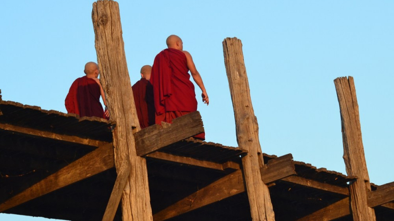 Monks Crossing U Bein Bridge