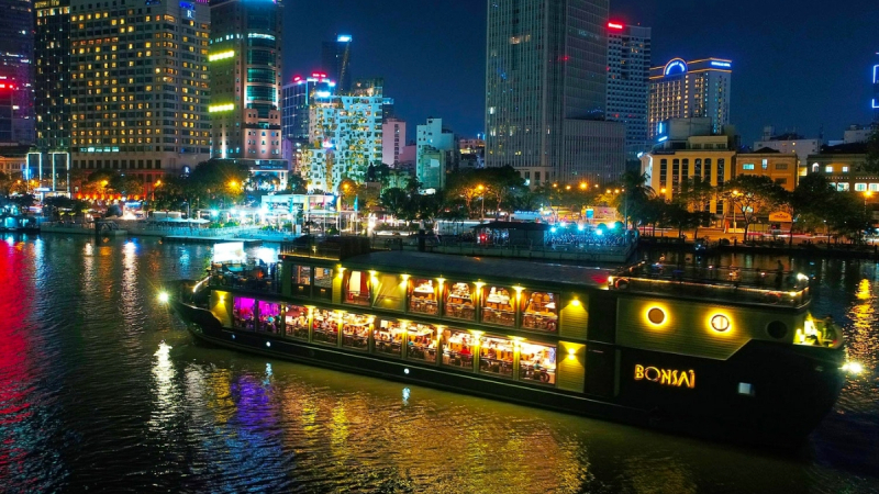 Gorgeous Ho Chi Minh City View By Night From The Cruise