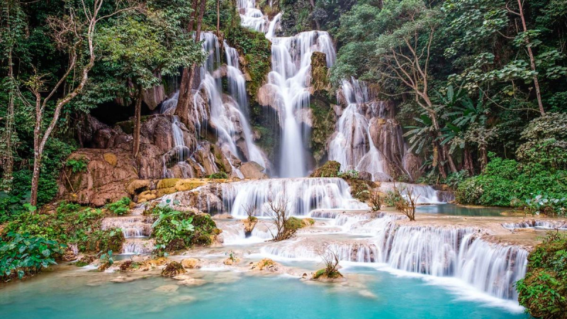 Day 17 The Biggest Waterfalls In Luang Prabang Kuang Si Waterfalls