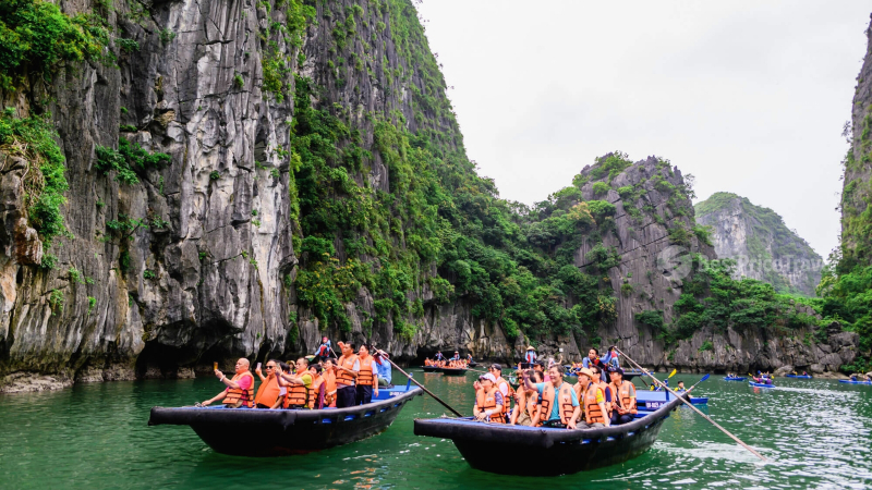 Explore A Water Cave In Halong Bay By The Bamboo Boat