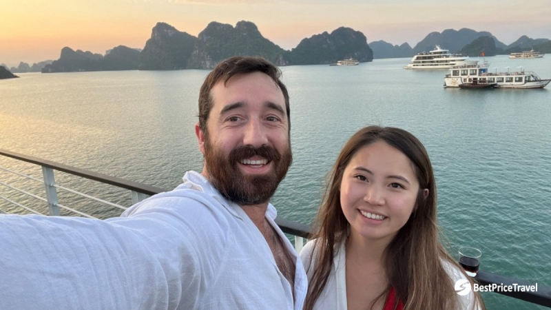 Day 8 A Couple Happy With The Experience In A Ha Long Bay Cruise