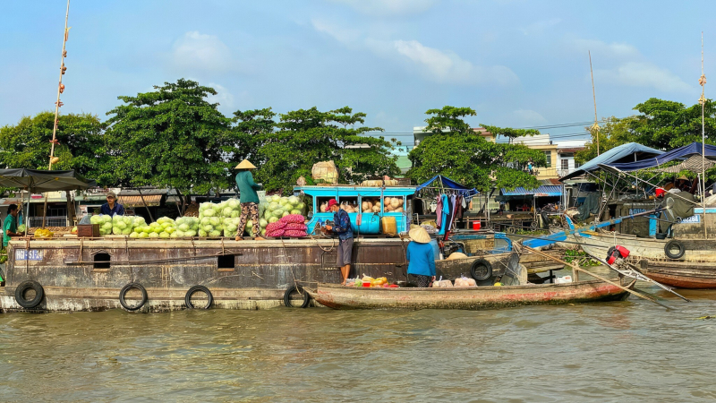 The active Cai Rang floating market