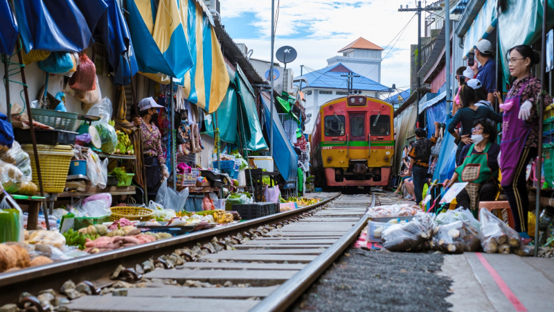 Mae Klong Railway Market When A Train Comes