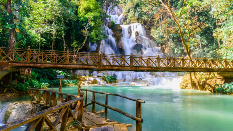 Beautiul Nature In Kuang Si Waterfalls