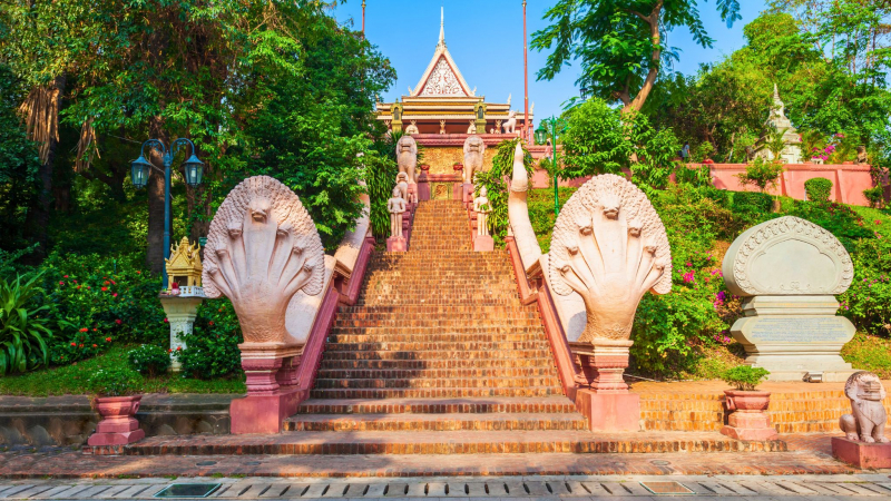 Day 9 Temple Of Wat Phnom Is A Historical Site Of The Khmer National Identityat Phnom