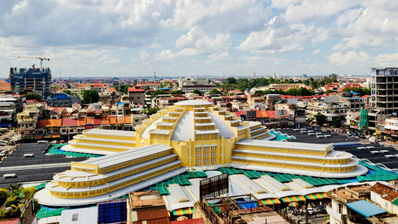 Phnom Penh Central Market's Unique Shape From Above