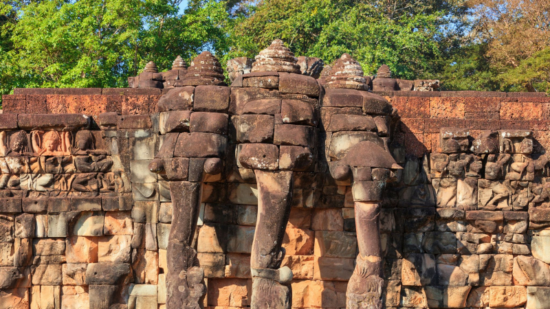 Day 1 The Elephants Terrace Is A 2 5 Metre High Ornamental Wall Decorated With Carved Elephants