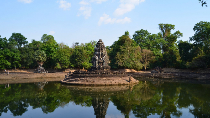 Day 2 Neak Pean Is An Artificial Island With Mythological Creatures Sculptures