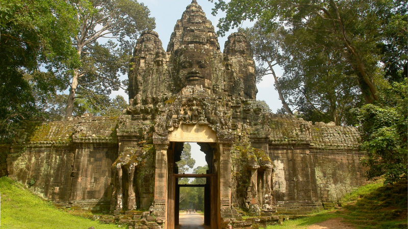 Angkor Thom's Gate With Unique Human Face Stone