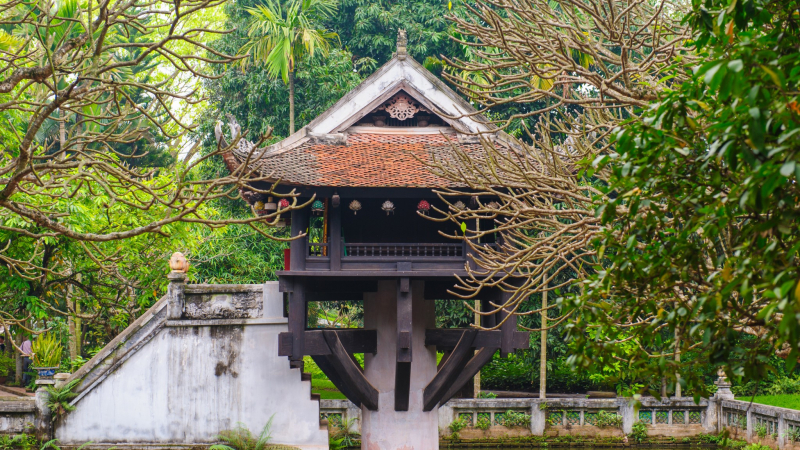 One Pillar Pagoda Represent Vietnamese National Flower Lotus