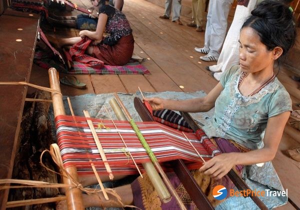 A woman in weaving village