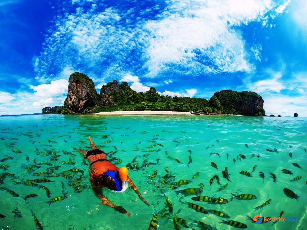 Thailand Woman Snorkeling Near Krabi