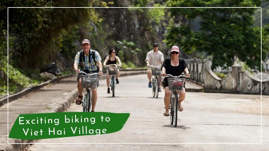 Biking to Viet Hai Village with Peony Cruise
