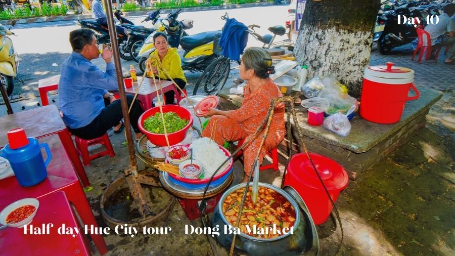 Local sellers in Dong Ba Market
