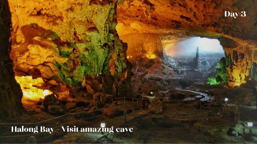 Visiting cave in Halong Bay