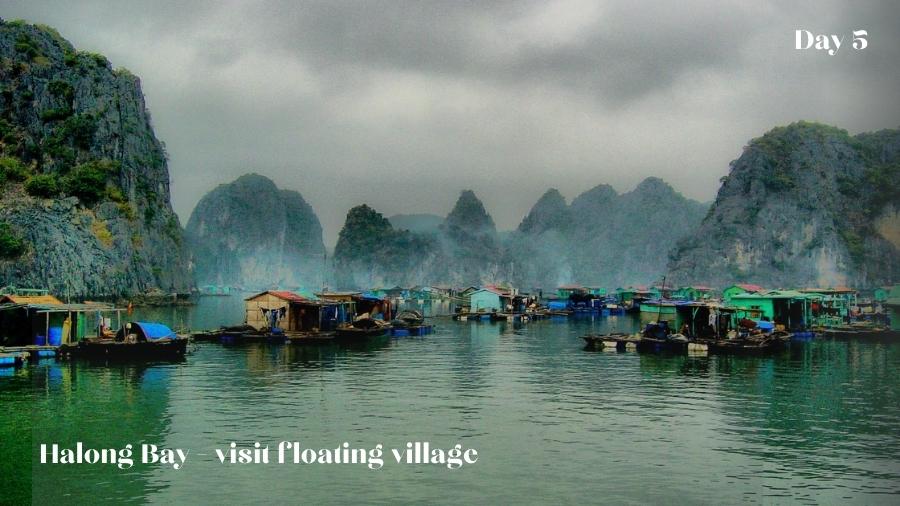 Visit floating village in Halong Bay