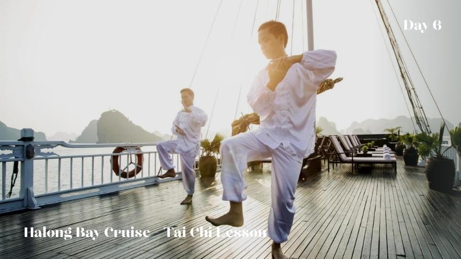 Day 6 Halong Bay Cruise Tai Chi Lesson