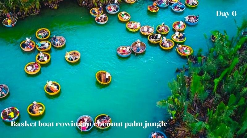 Take rowing boat to coconut forest