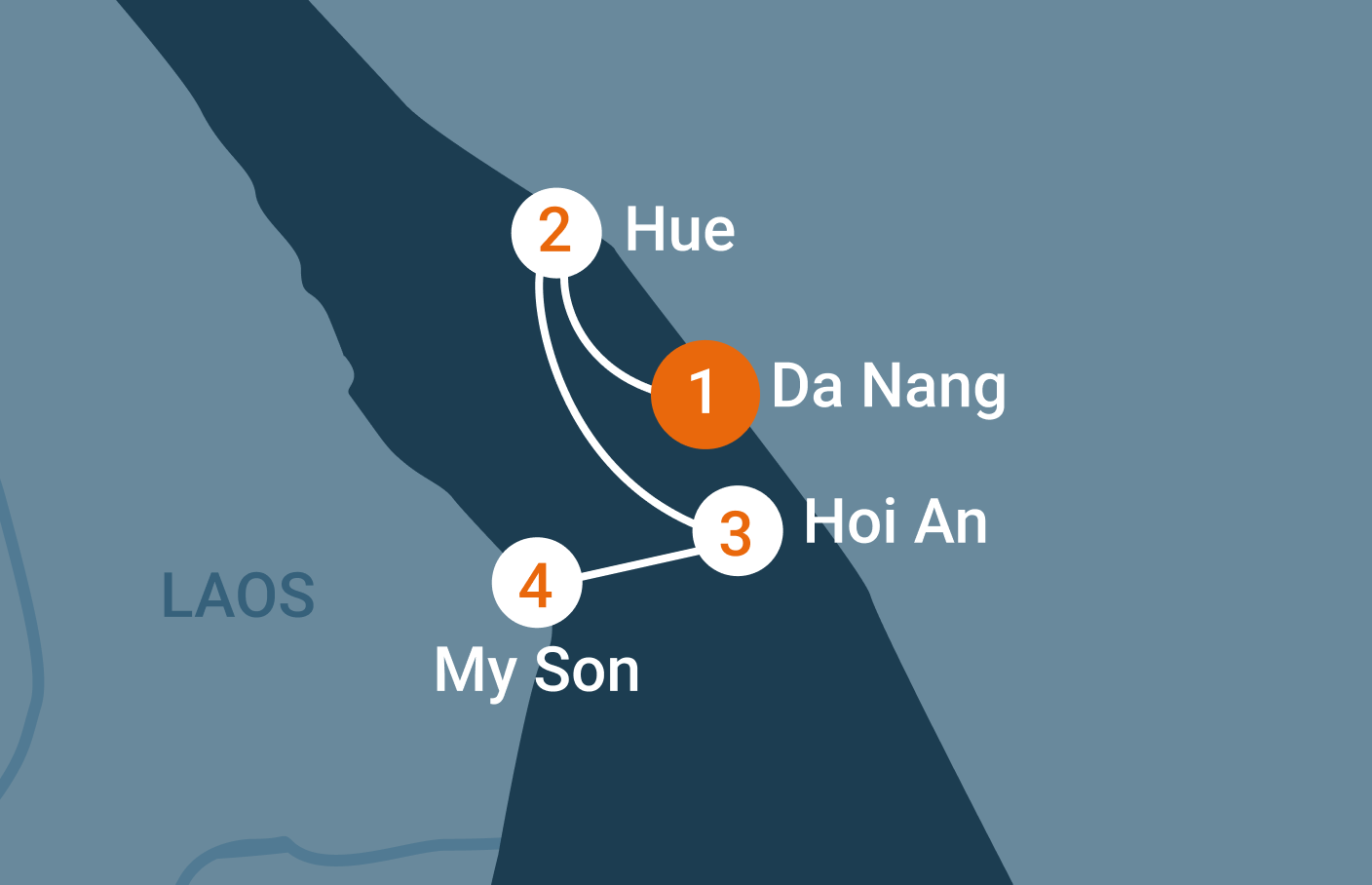 Central Vietnam 5 Days Route Map