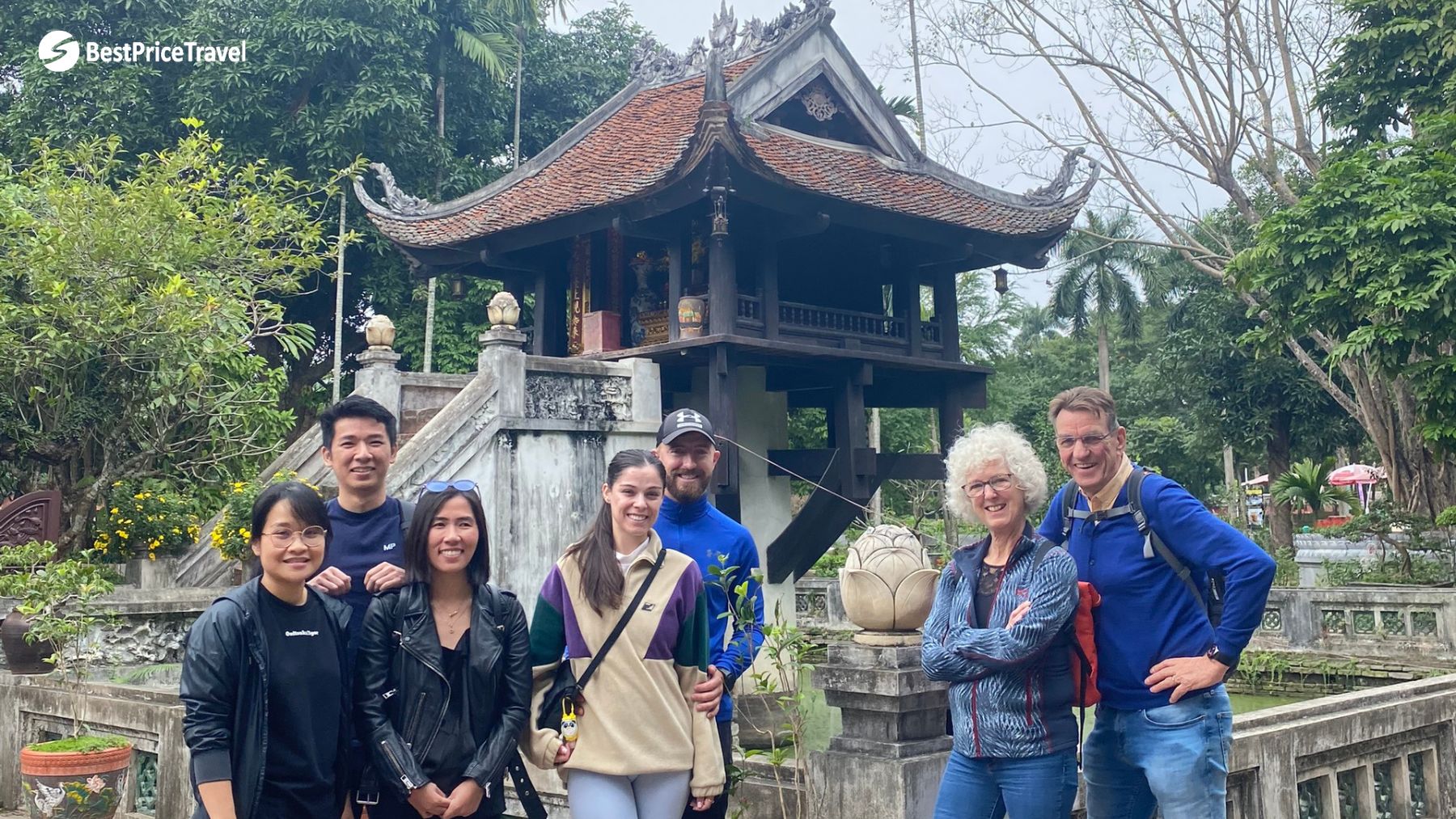 A Small Group Visiting One Pillar Pagoda