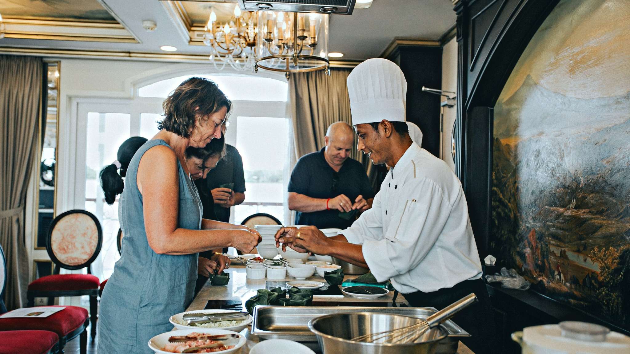 A cooking class onboard